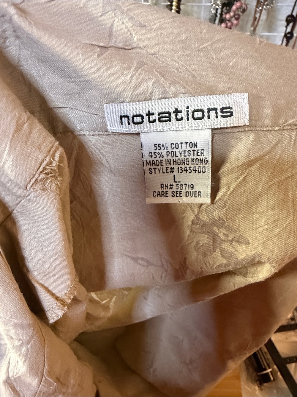Notations Tan Floral Button Front Blouse – Boho / Southwestern Style Sz L - Picture 9 of 9